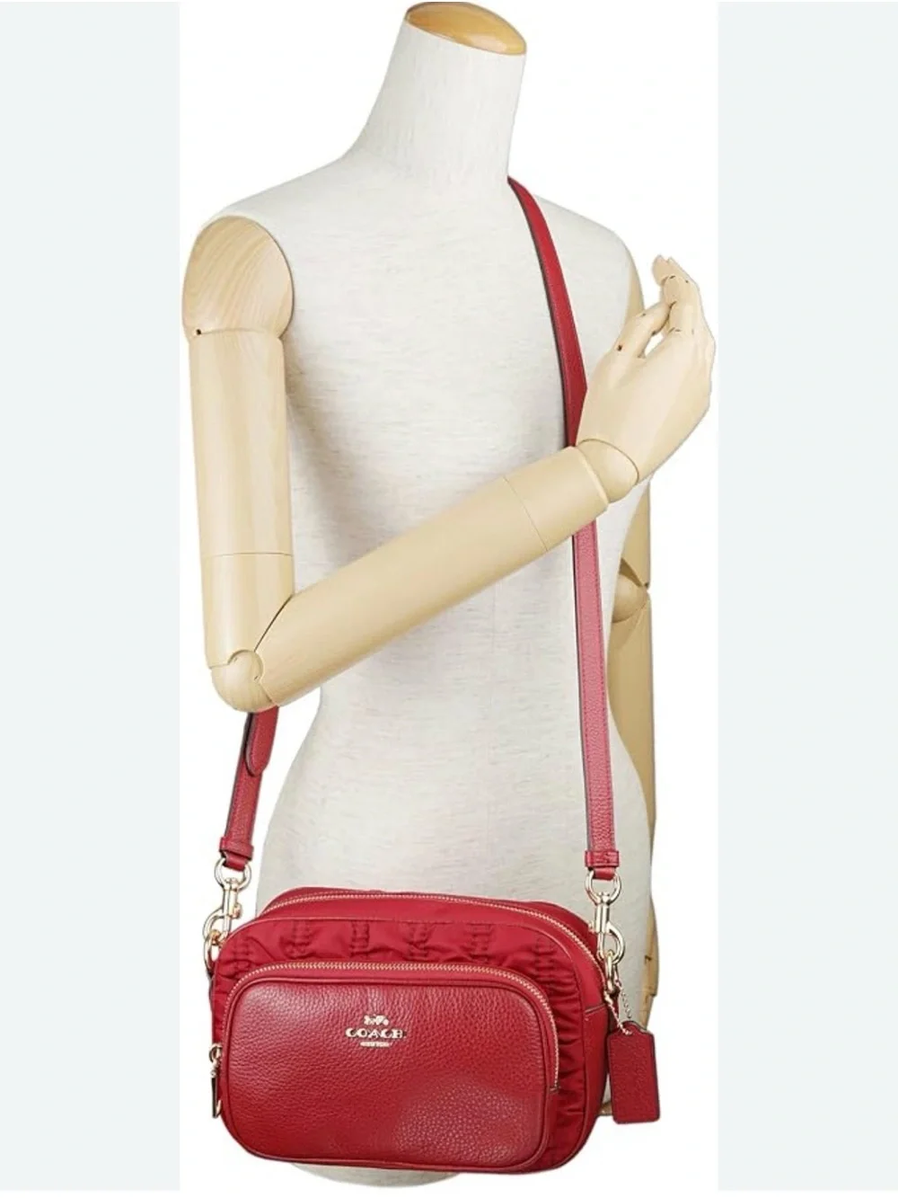 Coach court Red Pebbled Leather Crossbody Bag